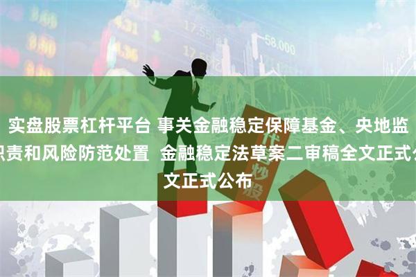 实盘股票杠杆平台 事关金融稳定保障基金、央地监管职责和风险防范处置  金融稳定法草案二审稿全文正式公布