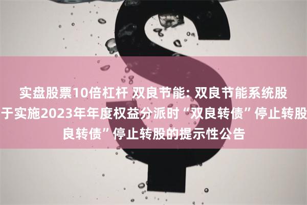 实盘股票10倍杠杆 双良节能: 双良节能系统股份有限公司关于实施2023年年度权益分派时“双良转债”停止转股的提示性公告