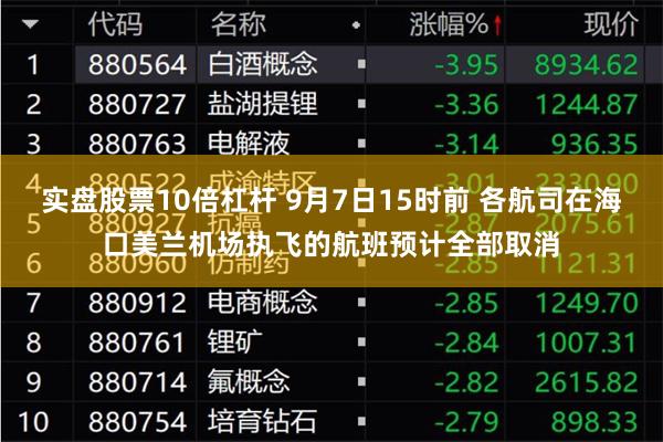 实盘股票10倍杠杆 9月7日15时前 各航司在海口美兰机场执飞的航班预计全部取消